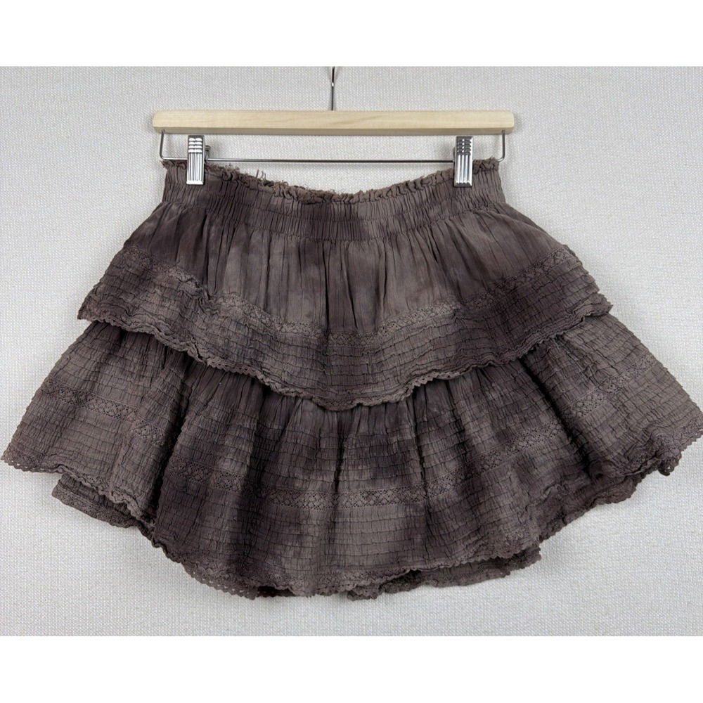 Aerie Women's Tiered Ruffle Tie Dye Mini Skirt Size M Boho‎ Fairycore Romantic